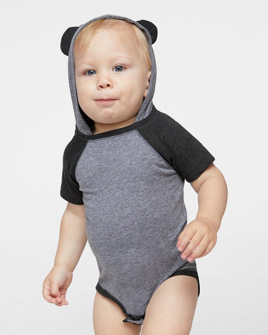 Infant Fine Jersey Raglan Bodysuit with Hood & Ears